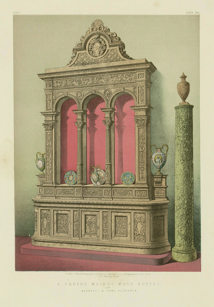 INTERNATIONAL EXHIBITION. Carved walnut wood buffet. Barbetti, Florence 1862